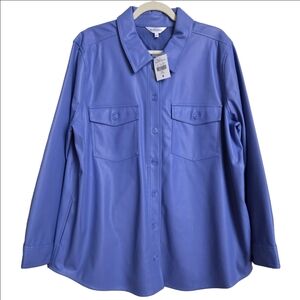 Faux Leather Barn Shacket by Northern Reflections Violet Blue